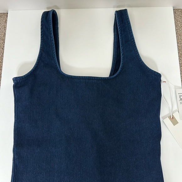 Good American Jean Tank Bodysuit (thong) in dark blue Indigo size 1/Small - Picture 2 of 9